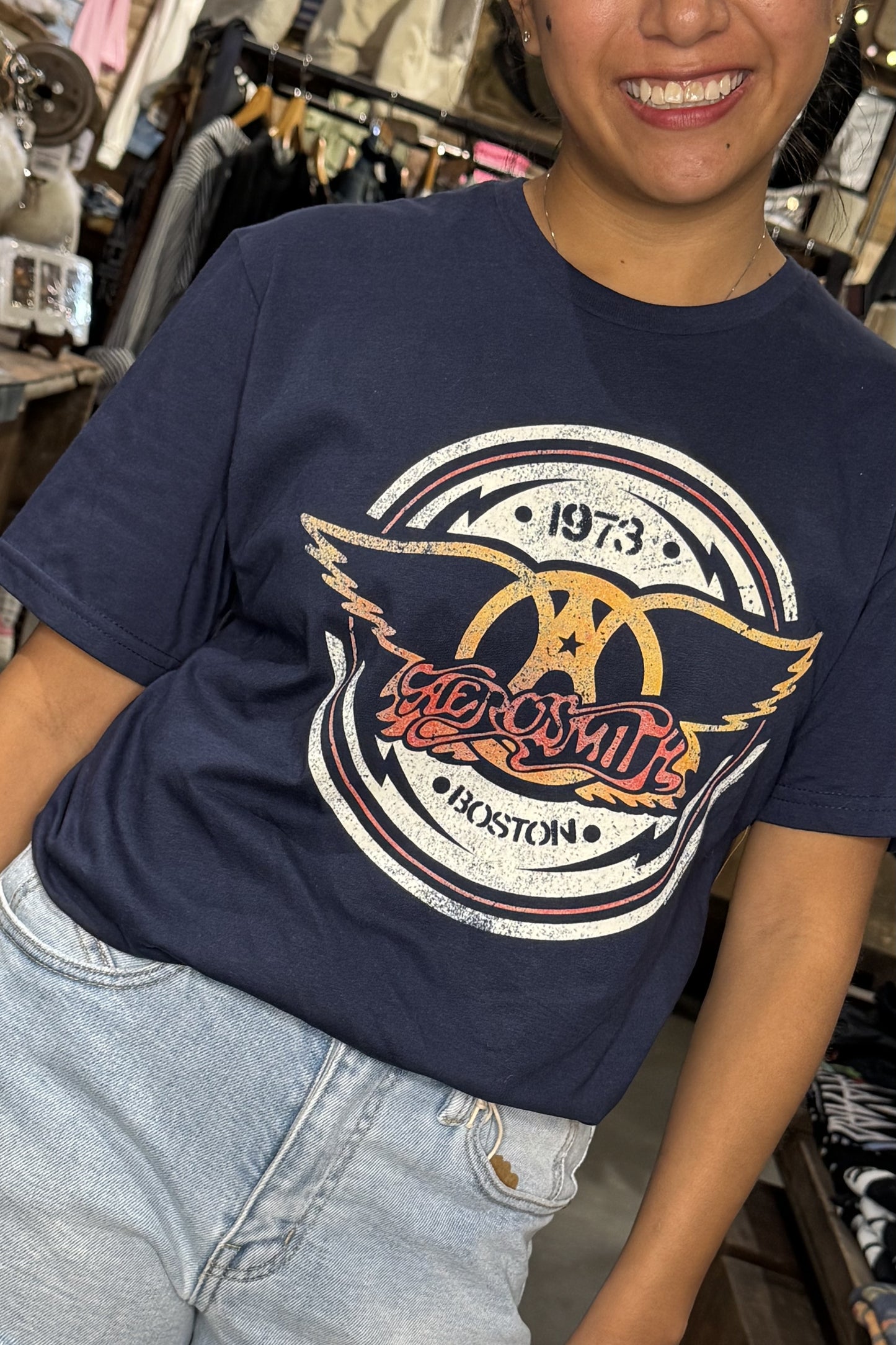 Aerosmith Navy Circle 1973 Tee