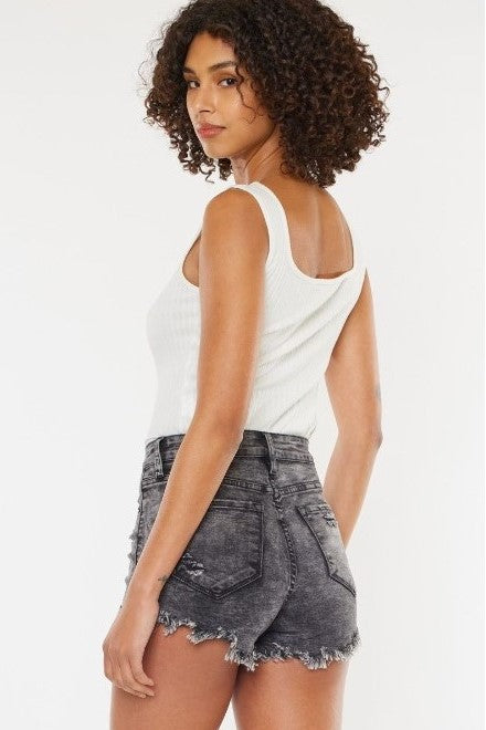 KanCan High Rise Fray Hem Shorts