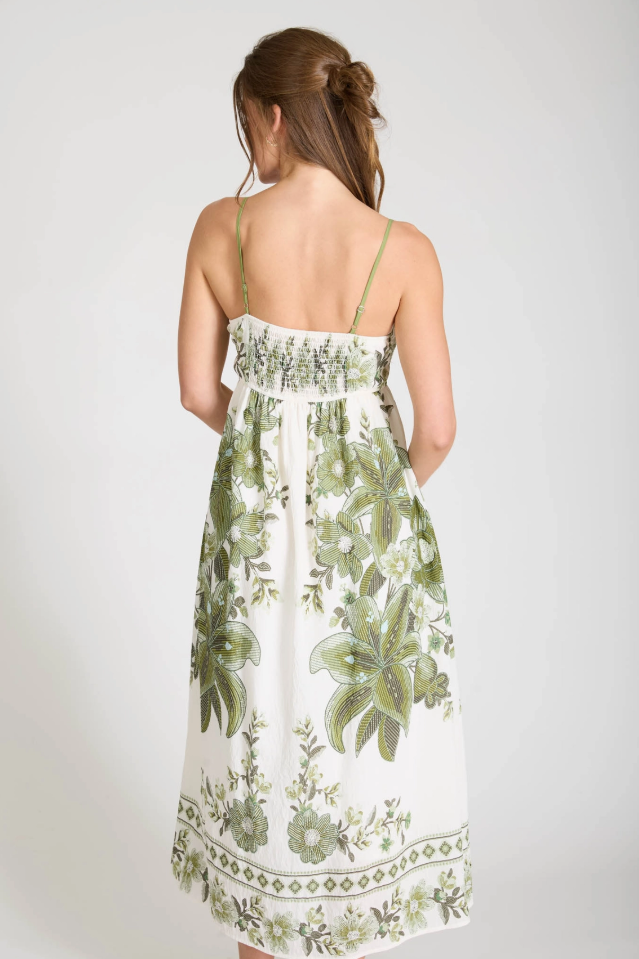 Olive Floral Midi Dress