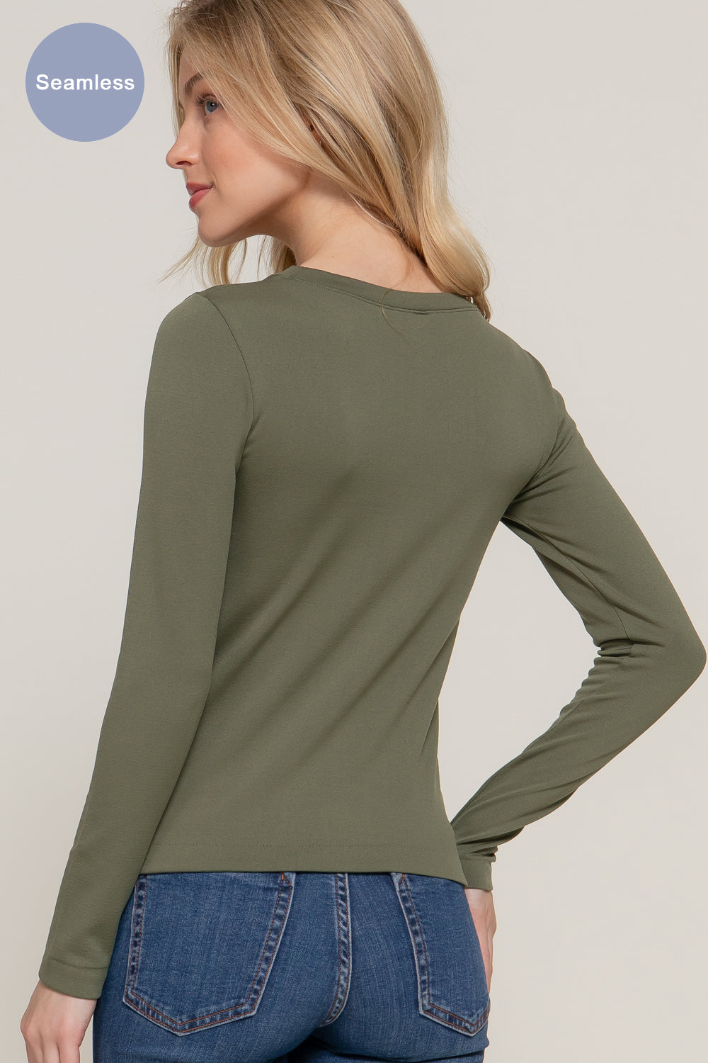 Inner Fur Seamless Top - Olive