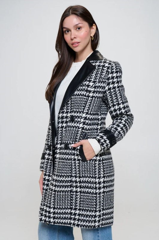 Houndstooth Tweed Coat