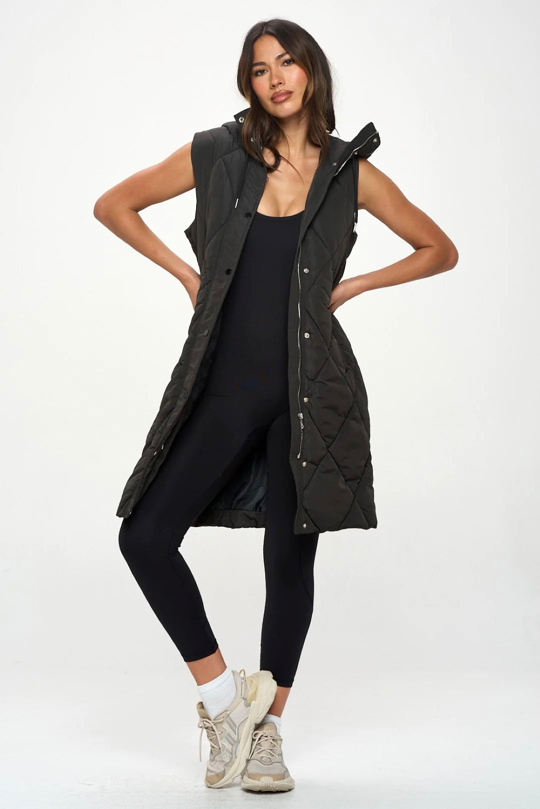 Black Puffer Trench Vest