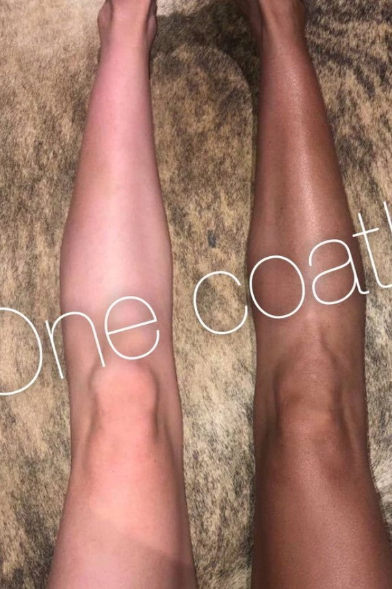 Woman's legs - one with tanner and one without