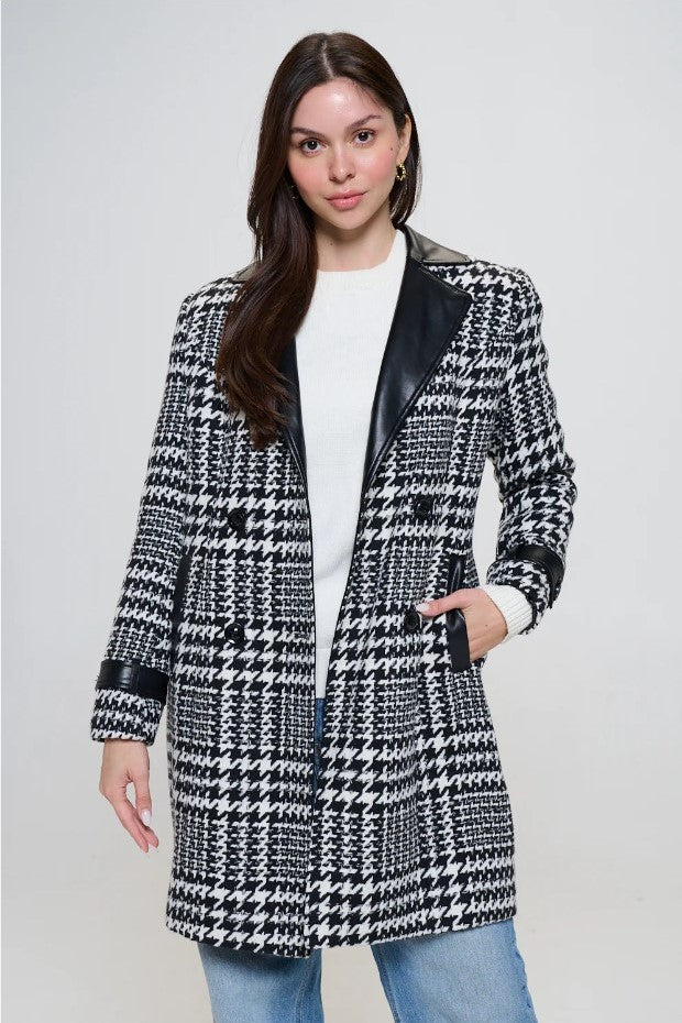 Houndstooth Tweed Coat
