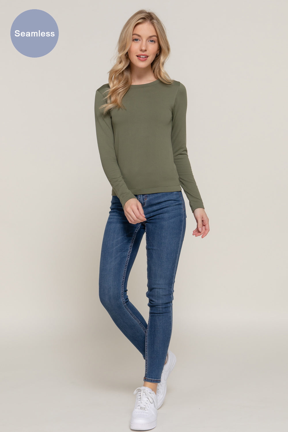 Inner Fur Seamless Top - Olive