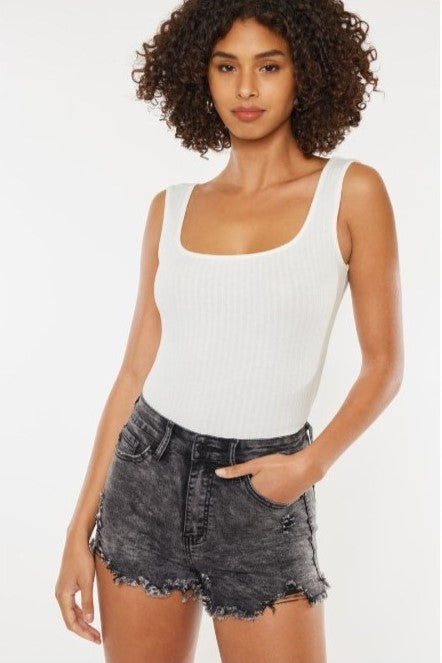 KanCan High Rise Fray Hem Shorts