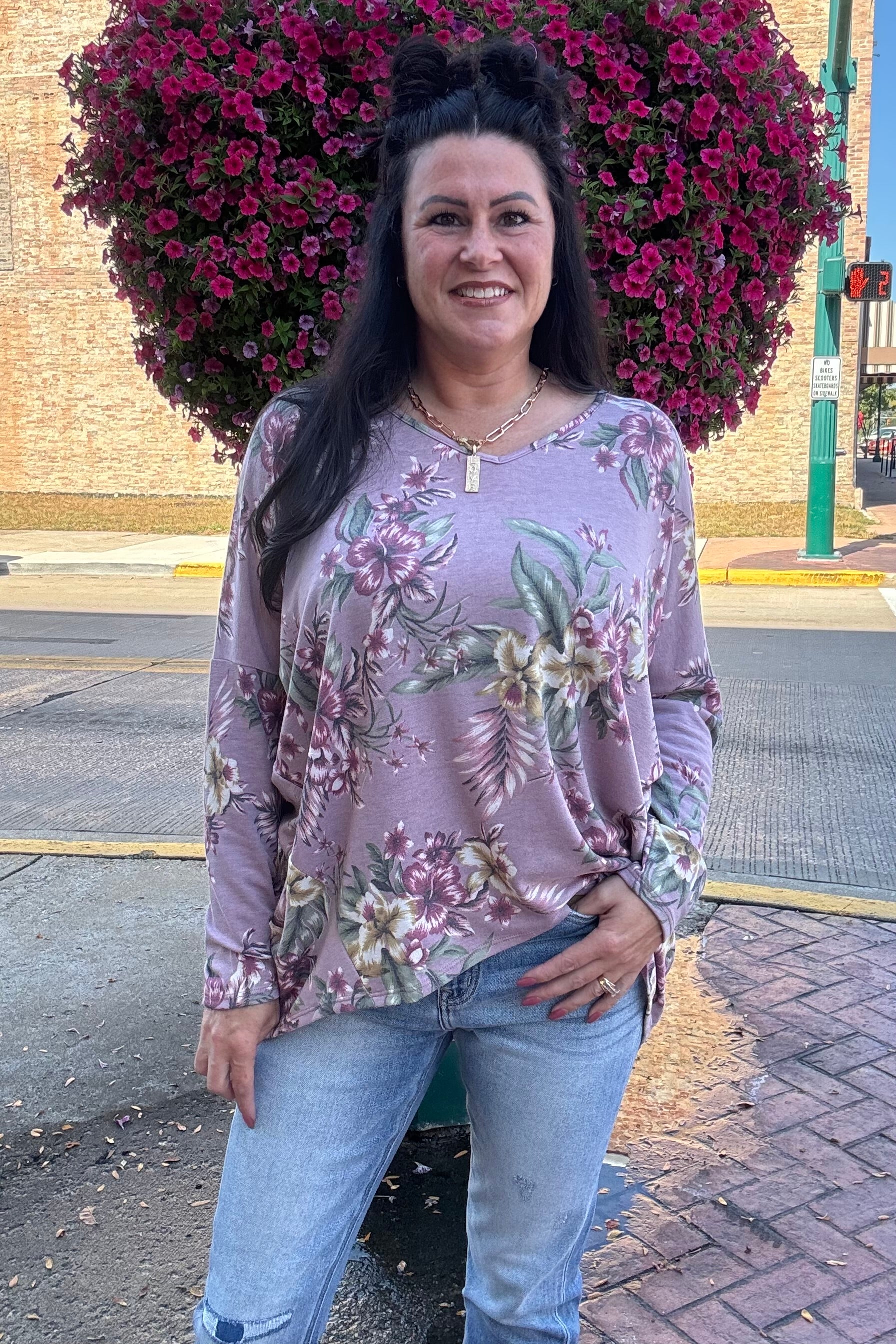 floral long sleeve top