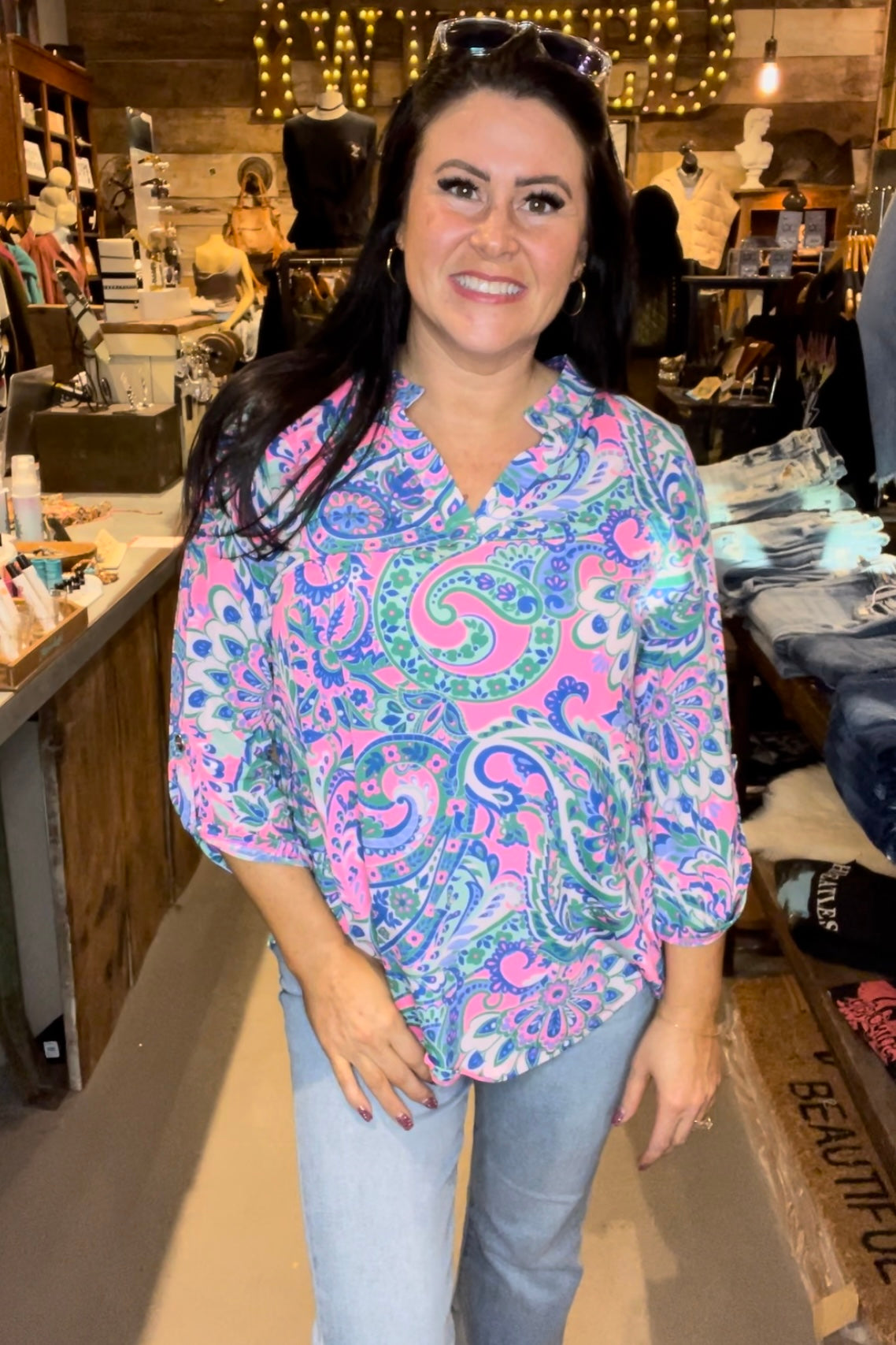 3/4 Sleeve Lizzy Top