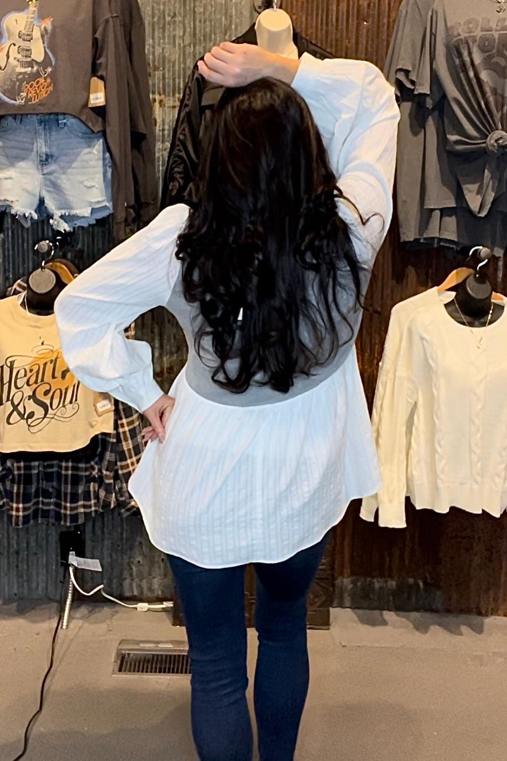 Knit/Buttondown Combo Blouse