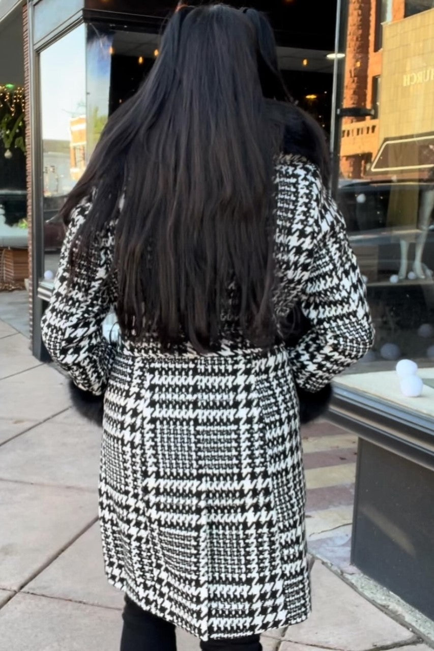 Houndstooth Tweed Coat