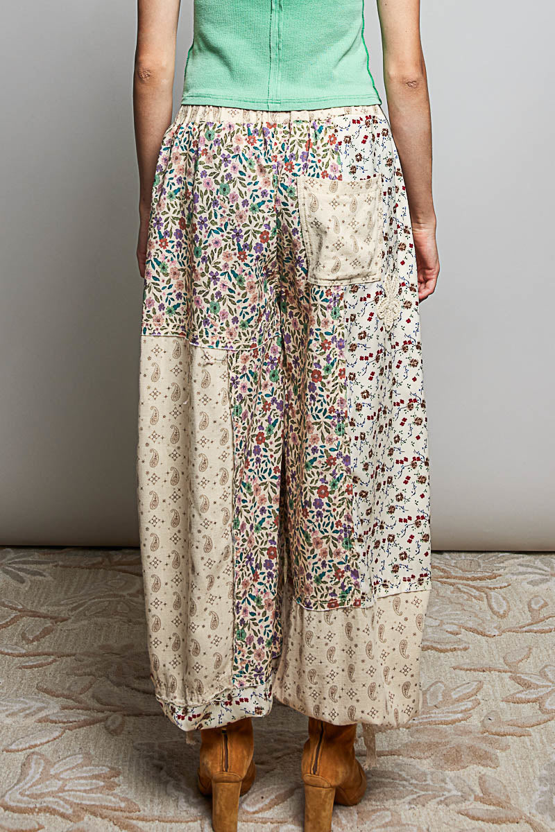 Floral Patchwork Jogger Pants
