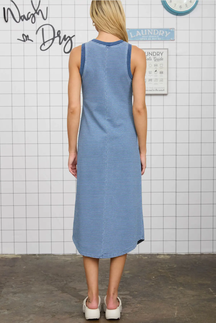 Washed Stripe Midi Tank Dress