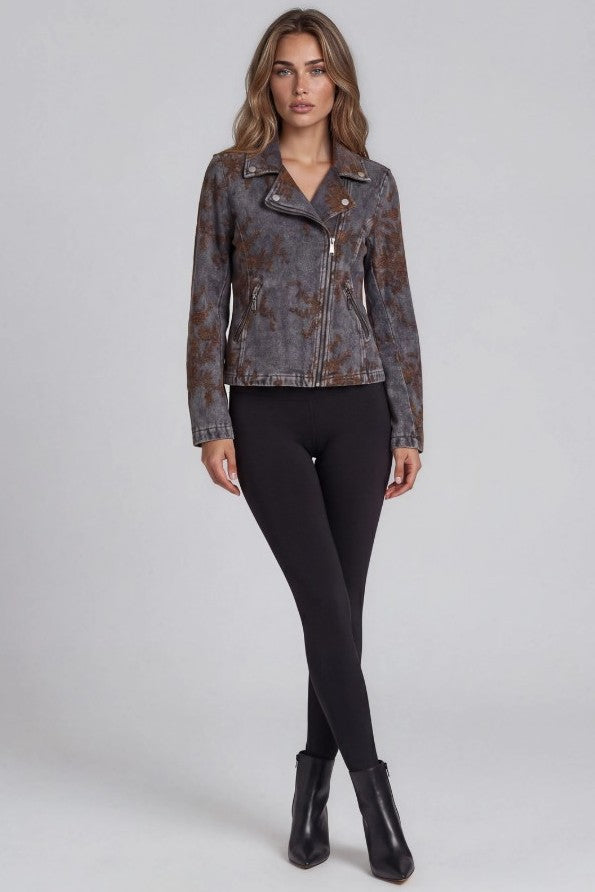 Distressed Denim/Velvet Moto