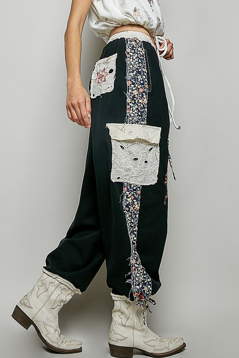 Embroidered Tie Pants