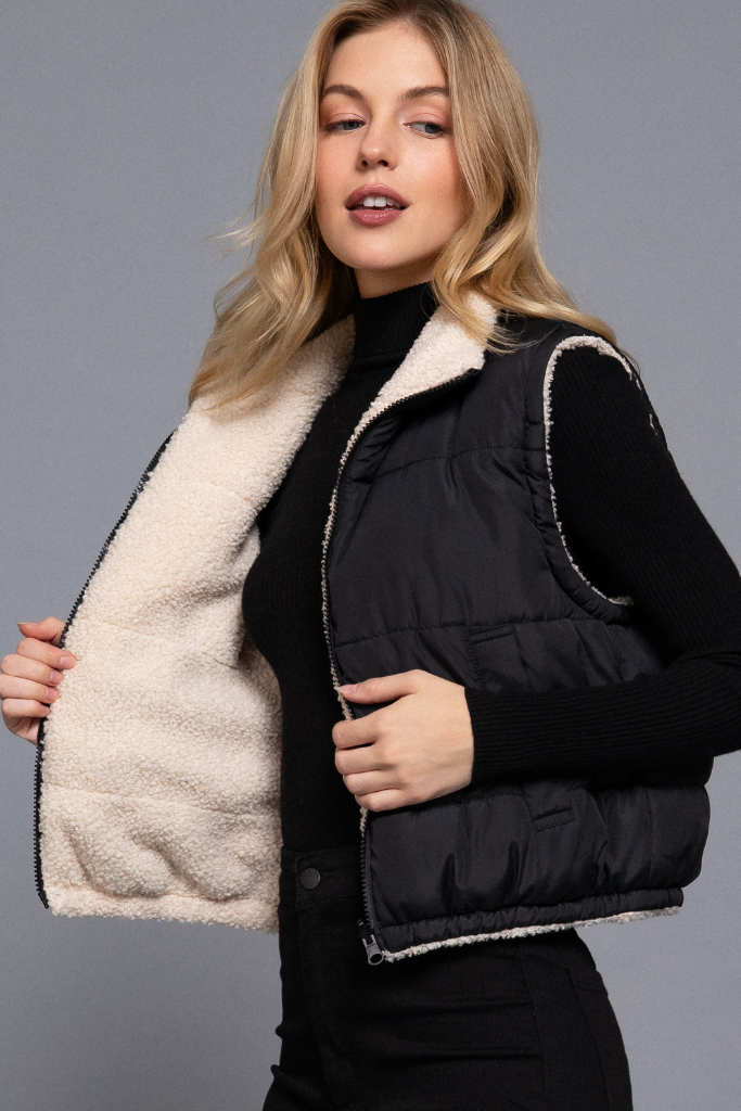 Reversible Black/Fur Vest