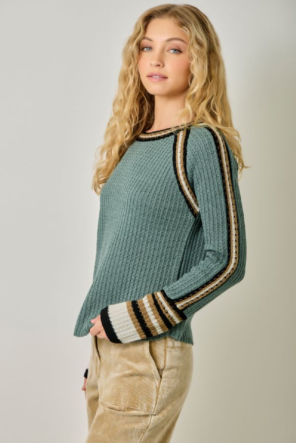 Trim Detail Raglan Sweater Top