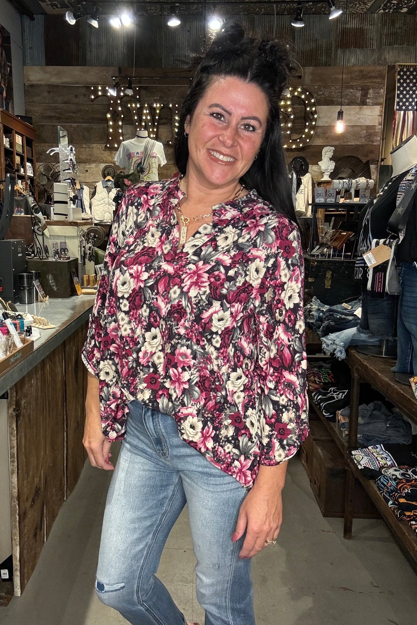 Floral 3/4 sleeve top