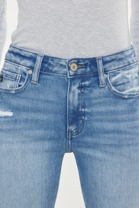 Mid Rise Raw Hem Flares (KanCan)