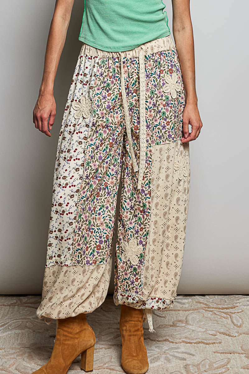Floral Patchwork Jogger Pants