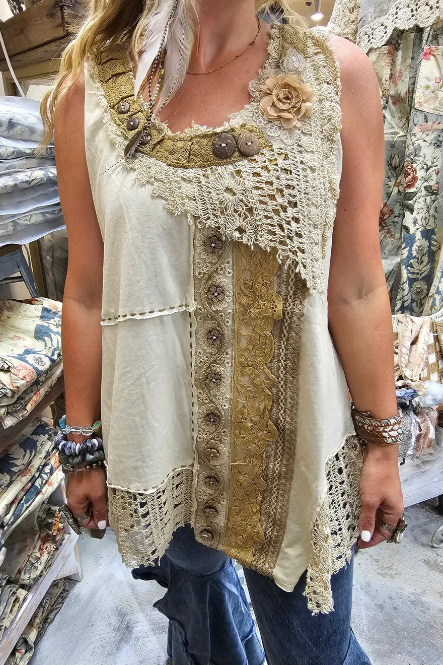 Crochet Button & Lace Cami