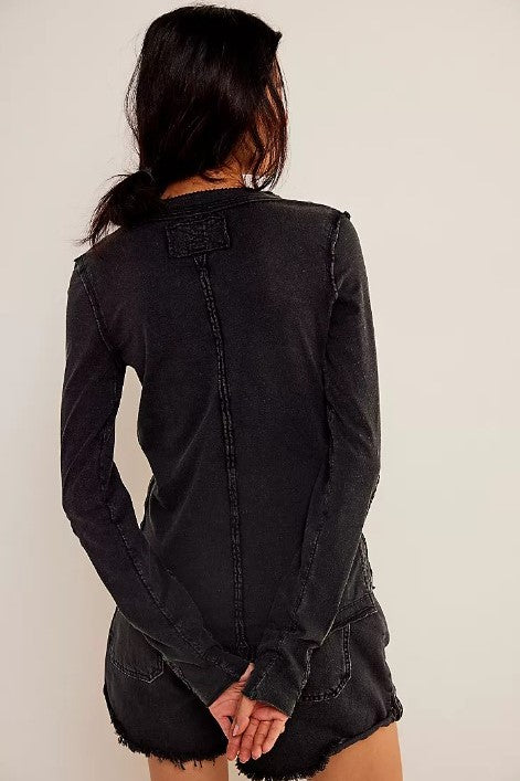 Our Song Henley Cuff - Washed Black