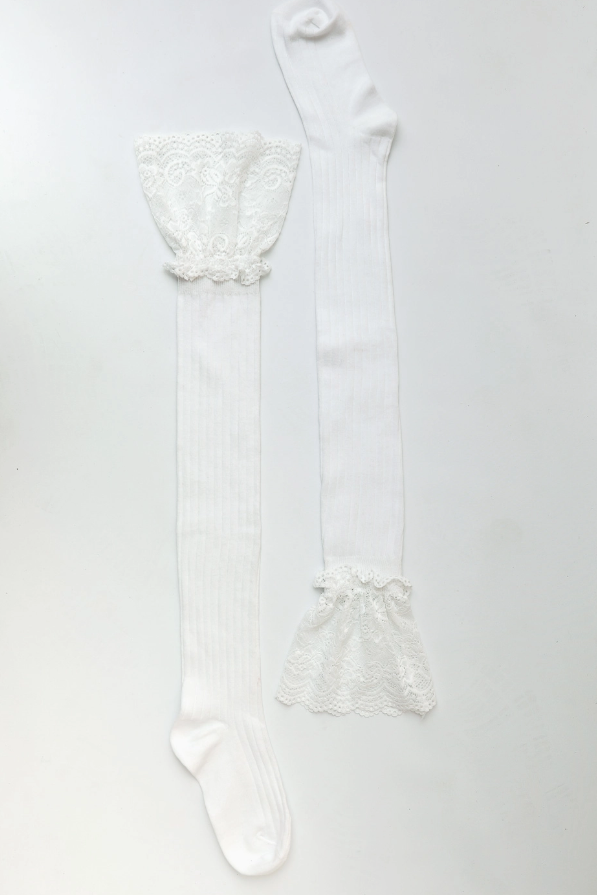 Lace Trimmed Knee-High Socks