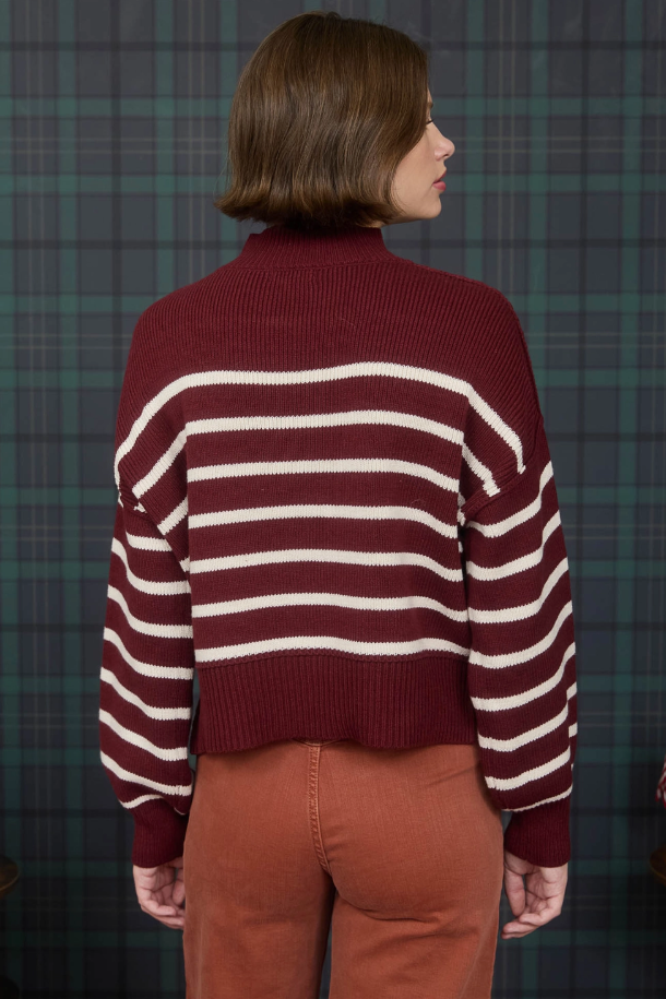 Stripe Mock Neck Sweater
