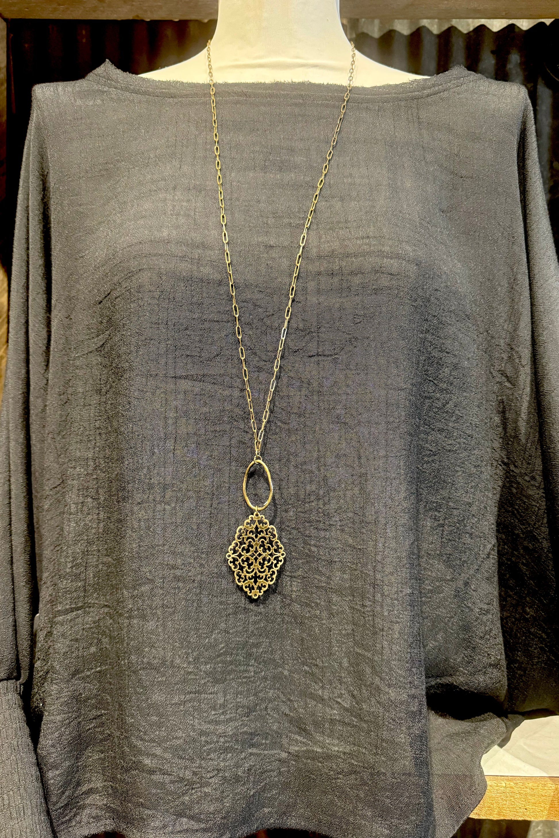 long brass necklace