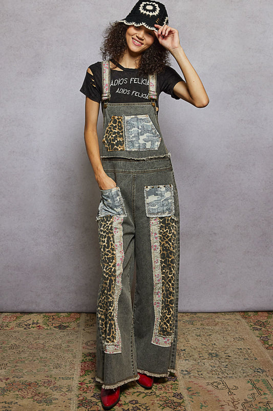 Blk/Lprd Patch Overalls