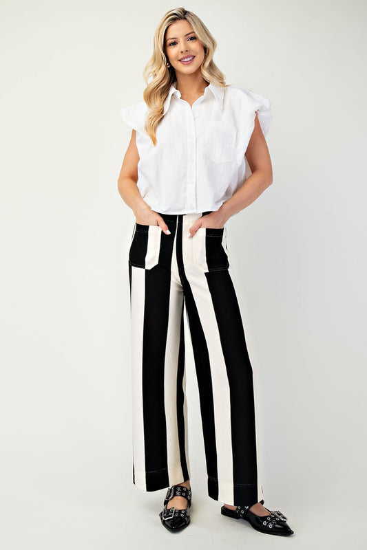 Colette Striped Wide-Leg Pants