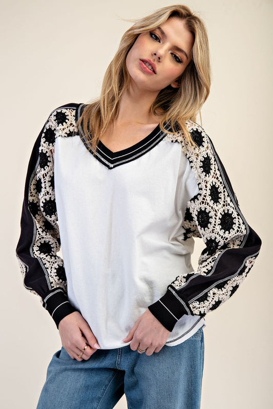 Embroidered Raglan Top