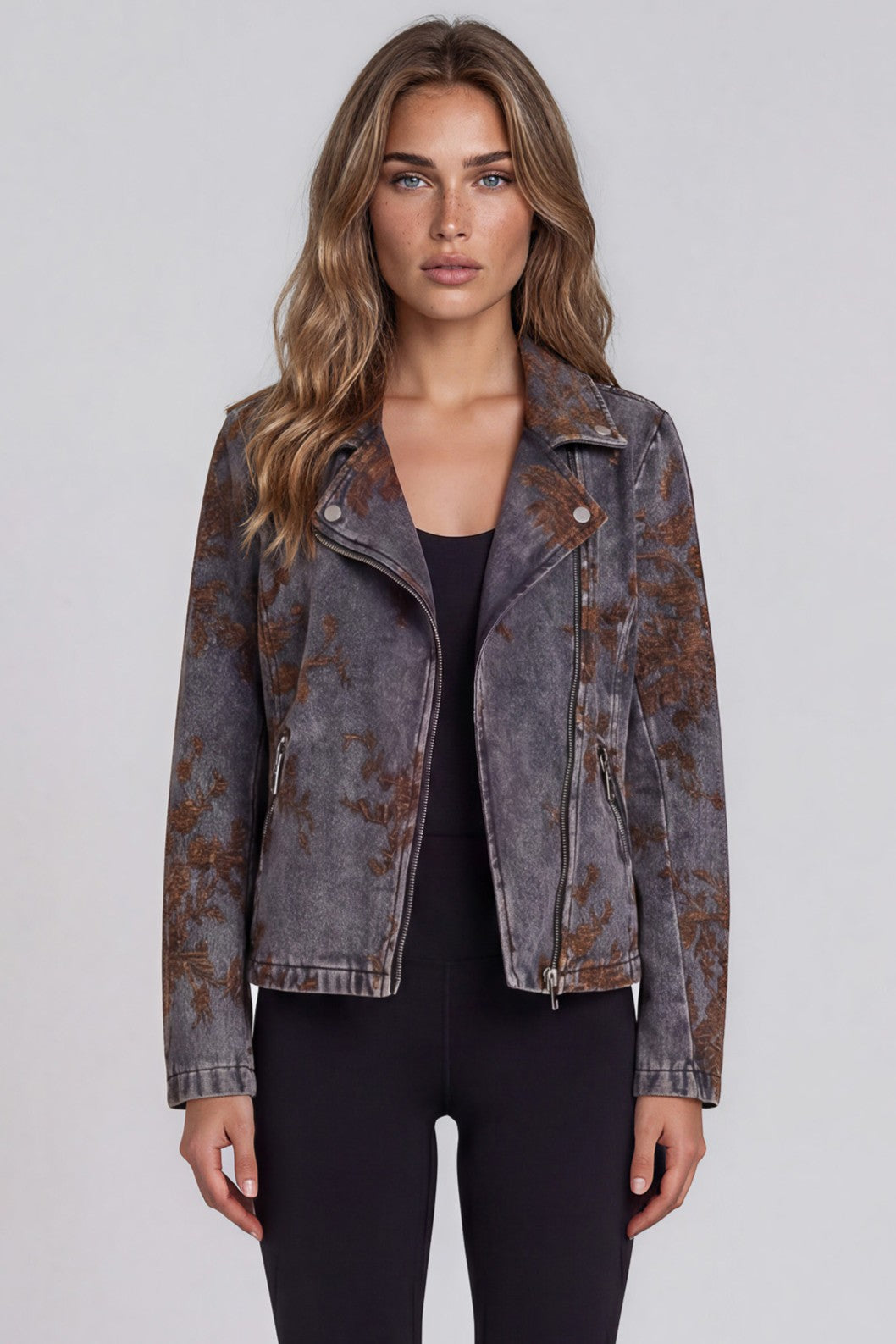 Distressed Denim/Velvet Moto