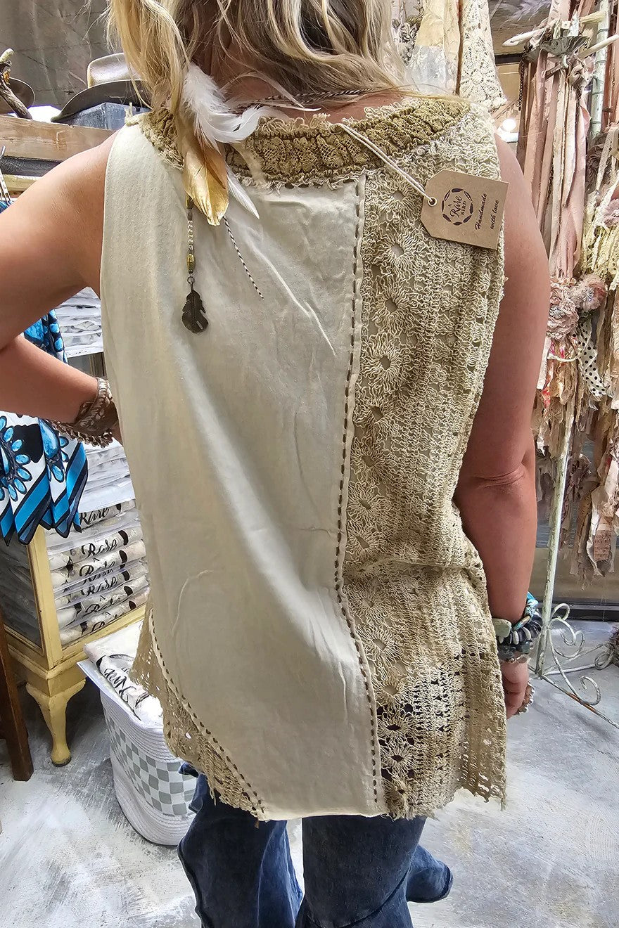 Crochet Button & Lace Cami
