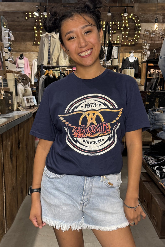 Aerosmith Navy Circle 1973 Tee