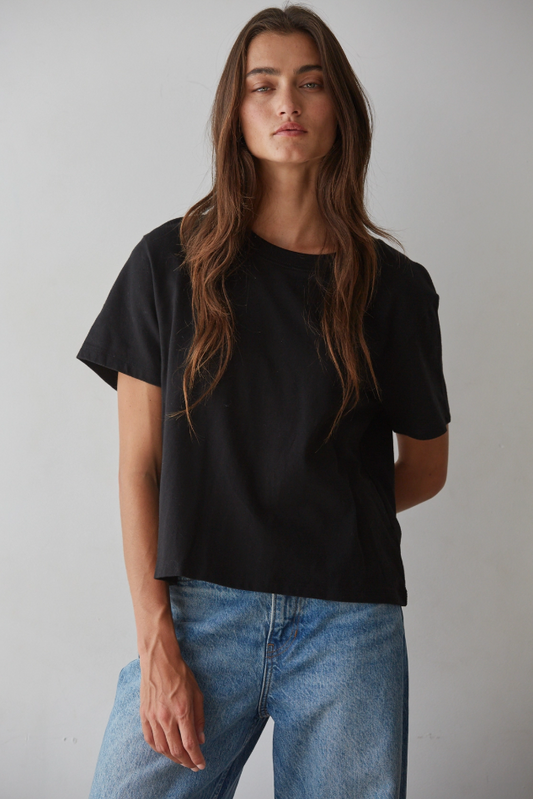 Knit Cotton Crew Neck T