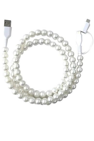 White pearl iphone charging cord