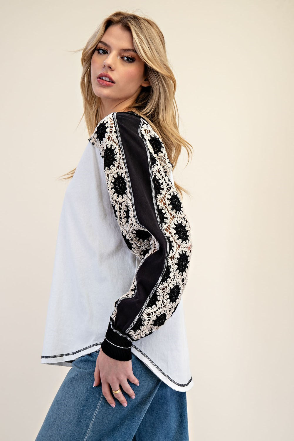 Embroidered Raglan Top
