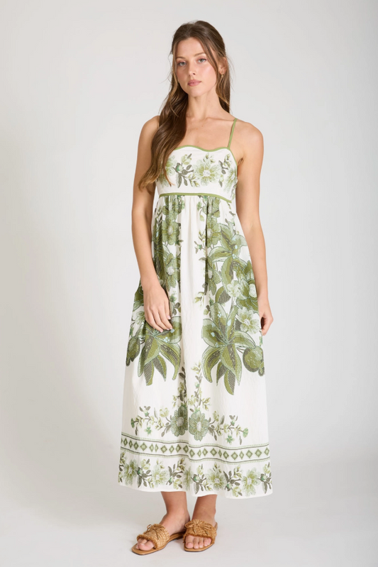Olive Floral Midi Dress