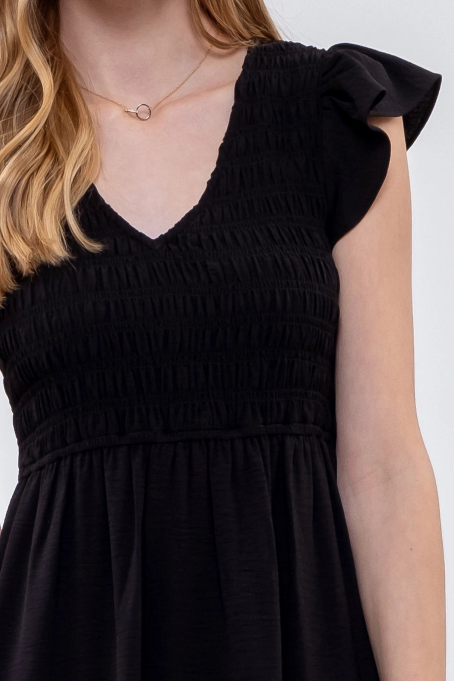 Black Flutter Sleeve Maxi Dress