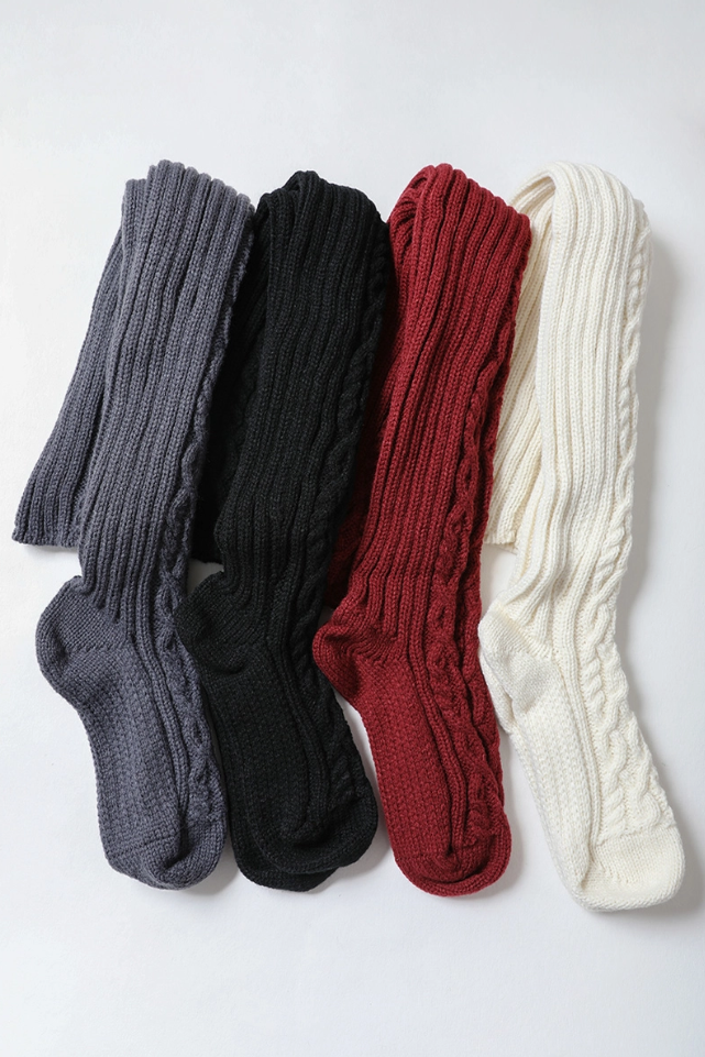 Thigh-High Cable Knit Socks
