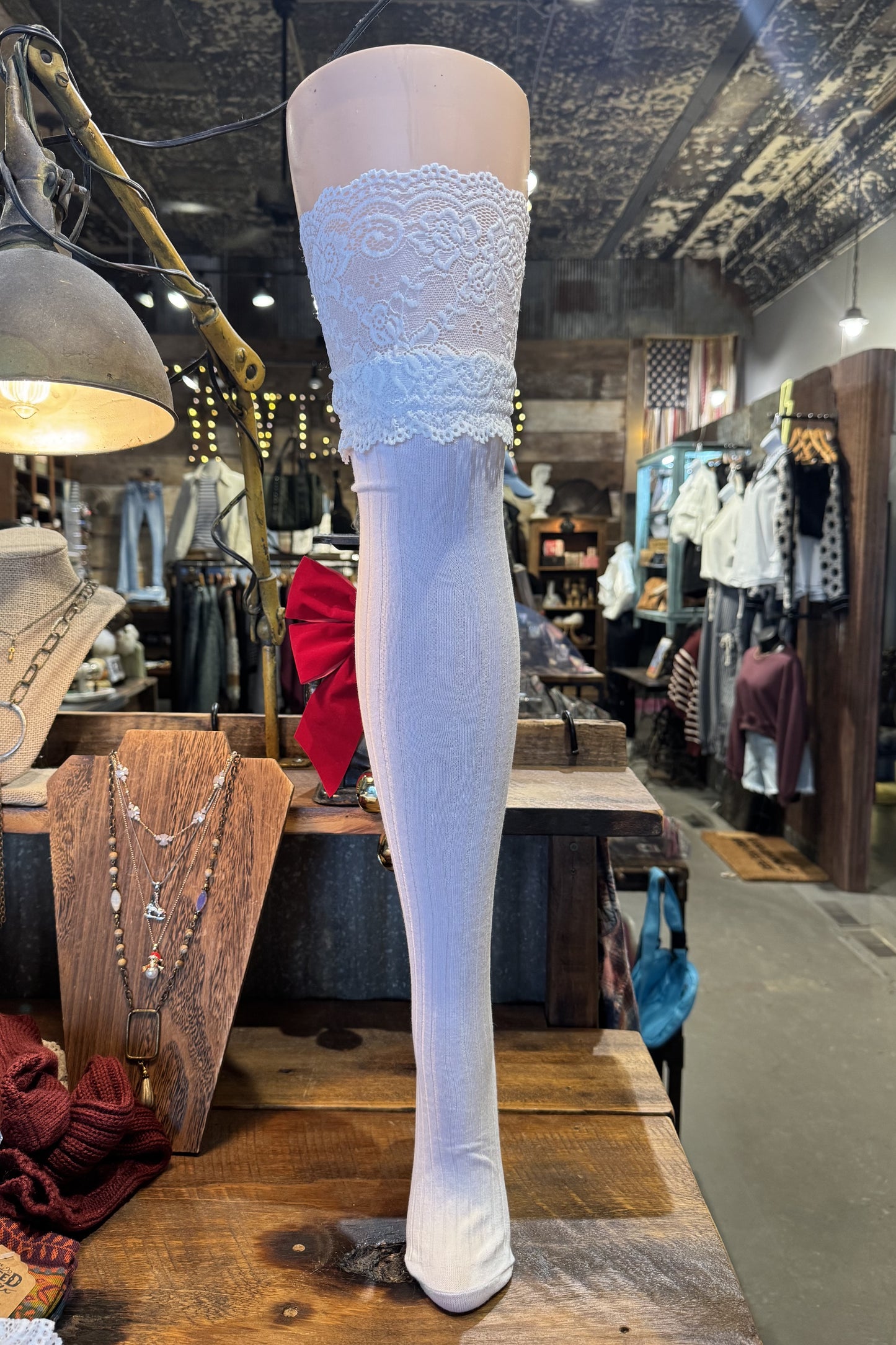 Lace Trimmed Knee-High Socks