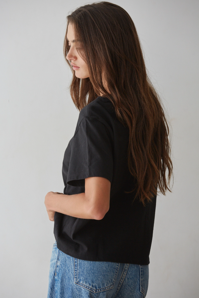 Knit Cotton Crew Neck T